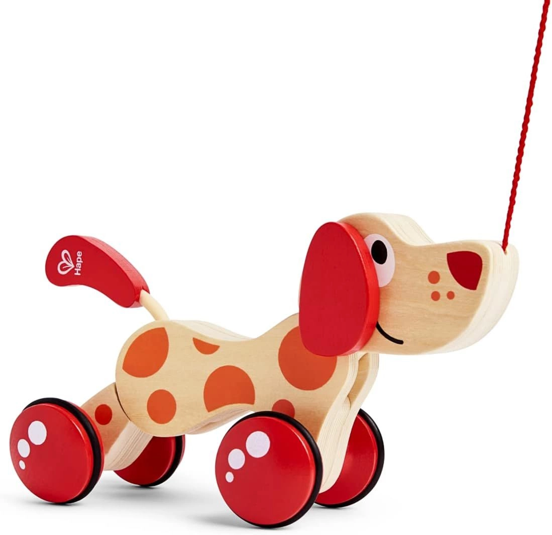 Walk A Long Puppy - Wooden Pull Toy Red