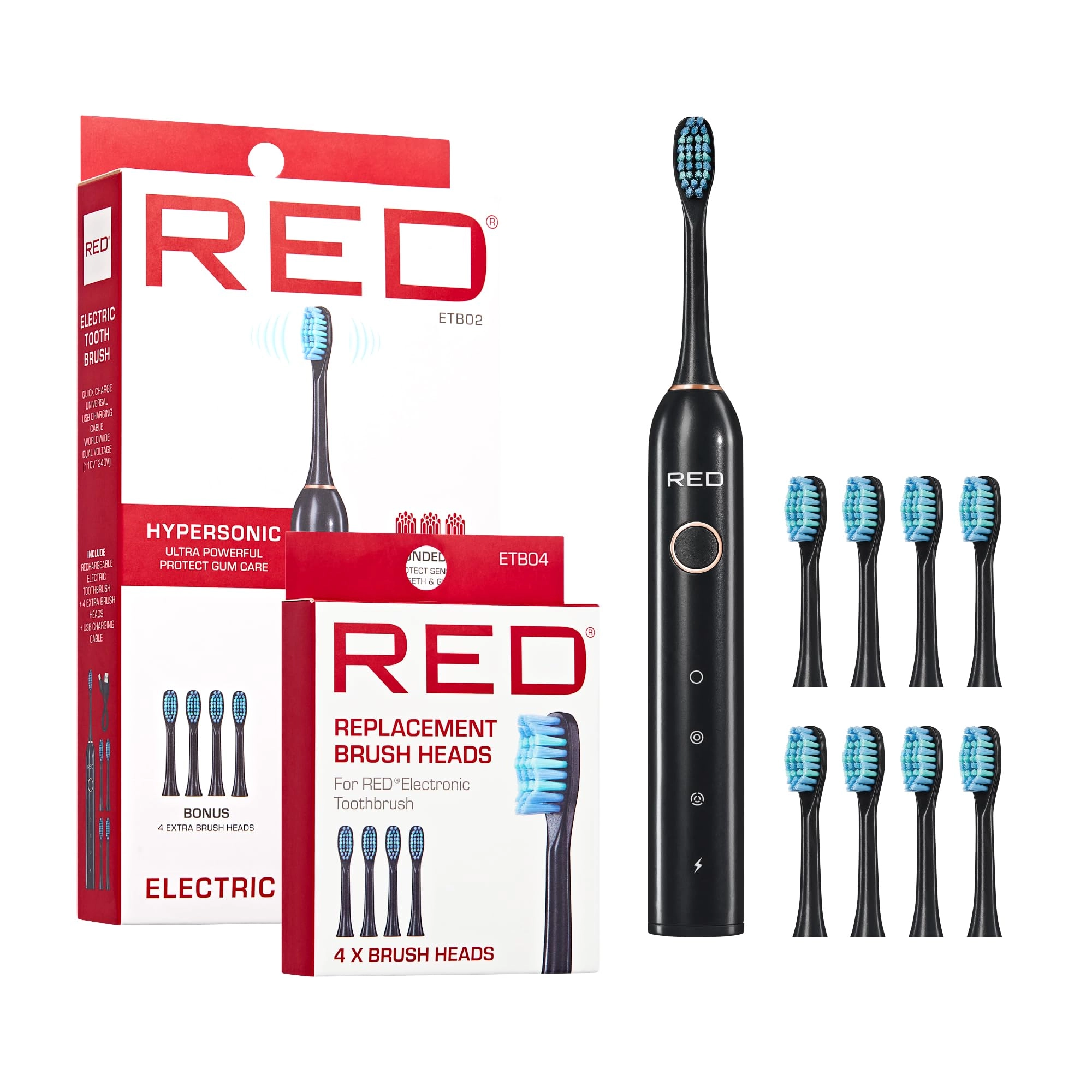 Red Beauty, Inc. Hypersonic Electric Toothbrush - 3 Cleaning Modes 75-Day Battery