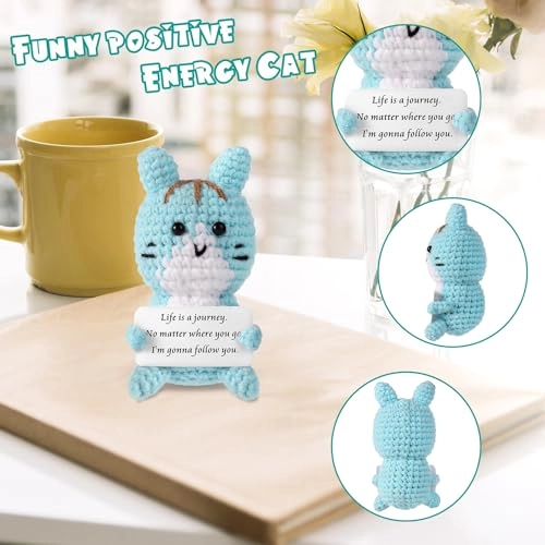 Cat Funny Positive 9 cm Knitted