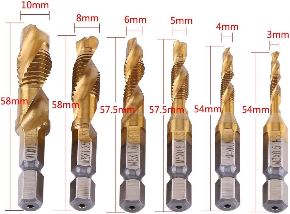 Drill Bit Set - High speed steel(titanium coated ) 6pcs