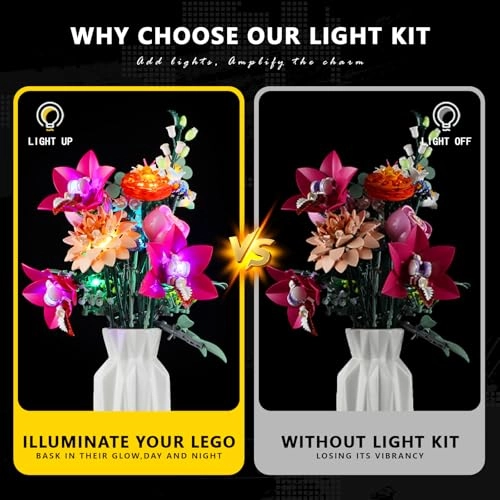 Light Kit for LEGO Pretty Pink Flower Bouquet 10342 - Plastic