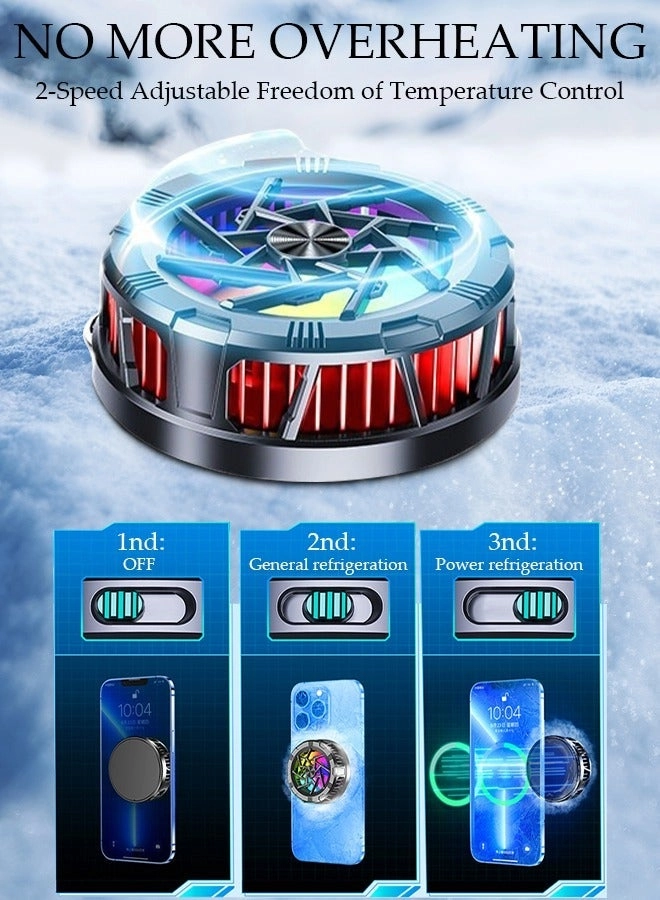 Magnetic Semi-Conductor Phone Cooling Fan - 2 Speed RGB Lights