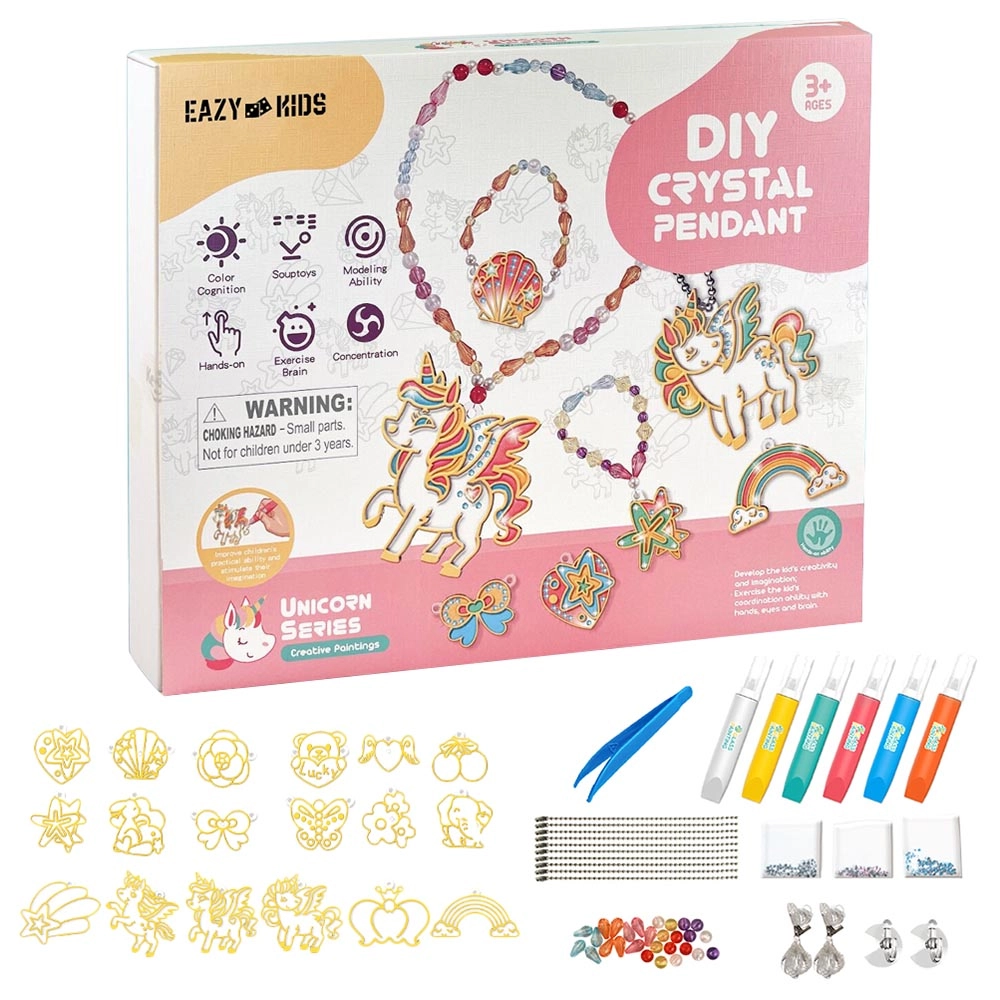 Eazy Kids DIY Crystal Pendant Making & Coloring Set - Unicorn Large set