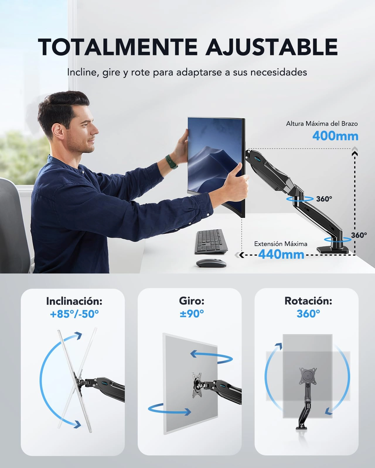 Single Monitor Arm - 13 to 32 Inch 75x75mm 100x100mm