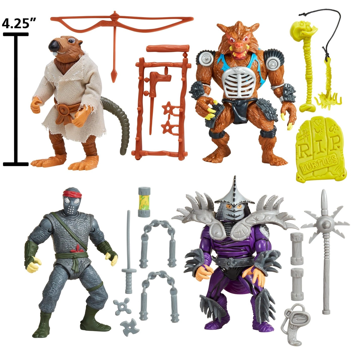 Splinter + Rahzar + Foot Soldier + Super Shredder - Teenage Mutant Ninja Turtles - 4 pcs