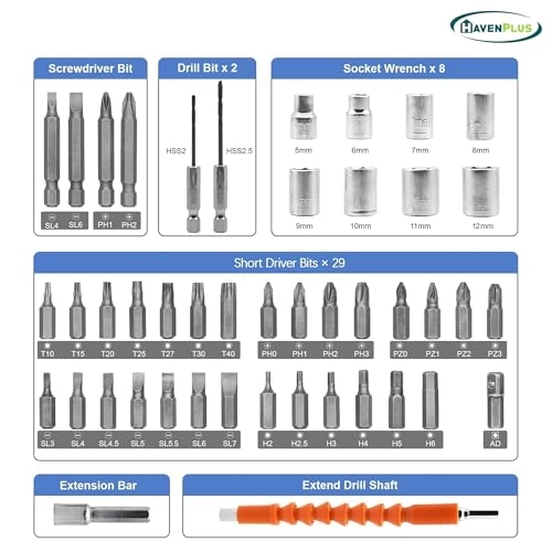 Cordless Drill Driver Kit - 47-piece Variable Speed Built-in LED