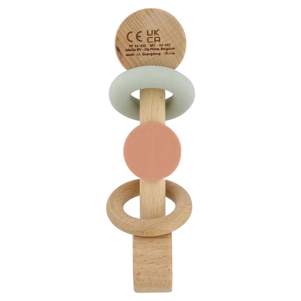 Wooden Silicone Rattle - Suitable for 3 months & above beechwood and soft silicone Mrs. Cat