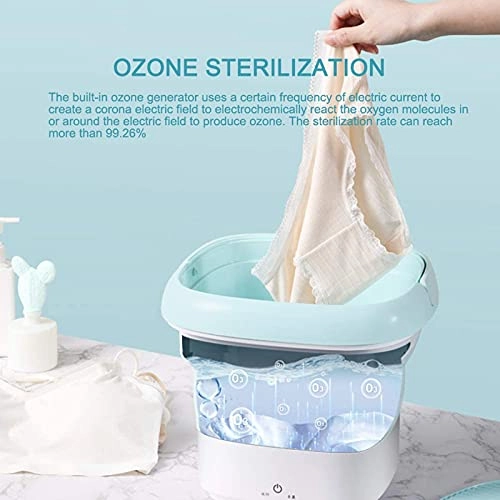 Mini Foldable Portable Washing Machine Small Automatic Washer Deep Cleaning Machine Washing Capacity 0.8 Kg, for Apartment Dormitory Travel,Green