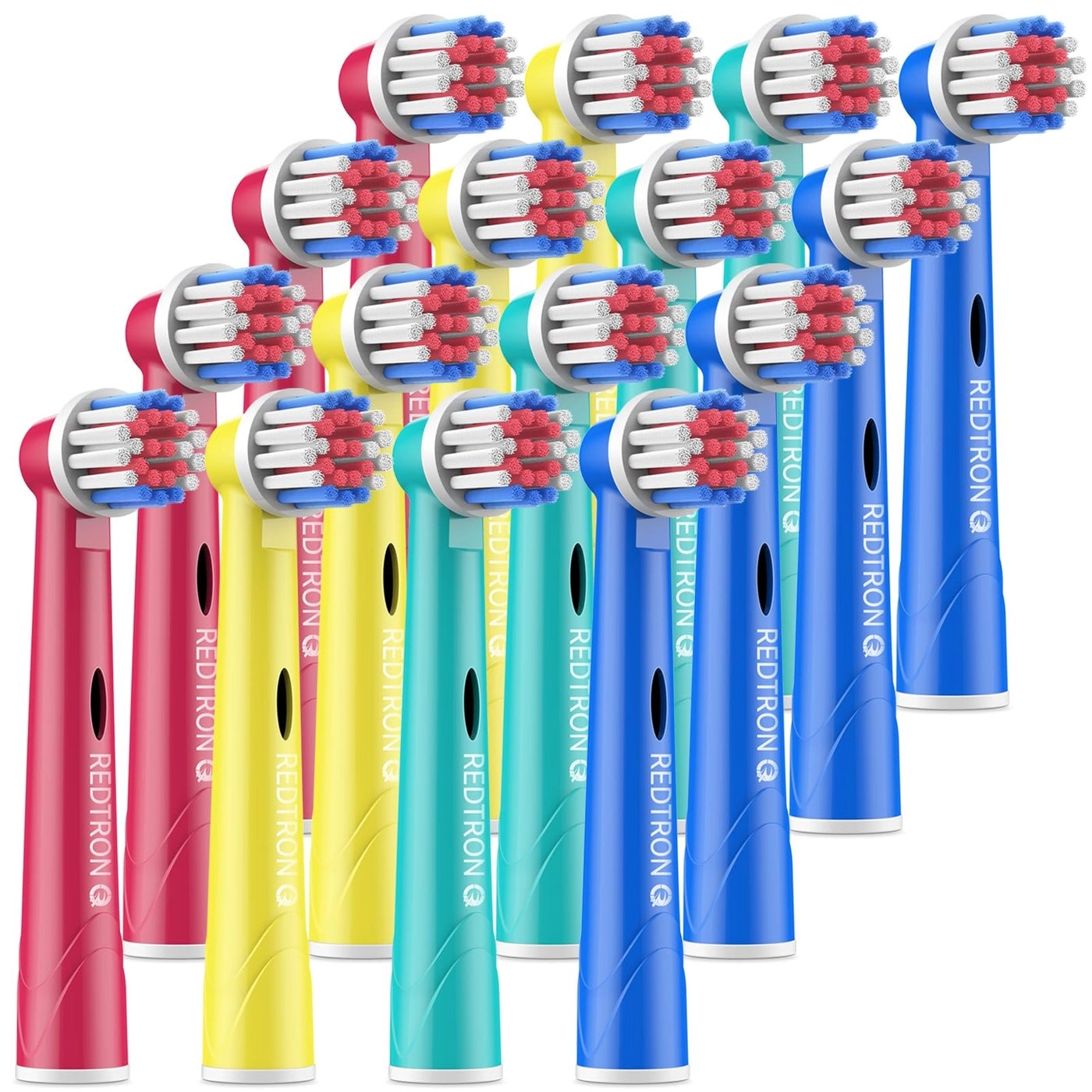 REDTRON Kids Toothbrush Heads - 16 Pack for Oral B Multi-Colourful