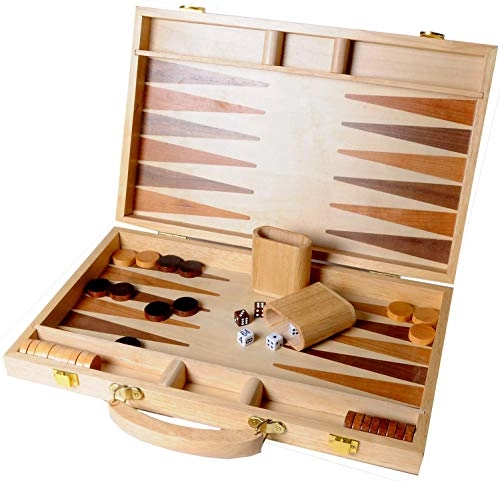 Inlaid Wooden Game Backgammon Set - Brown