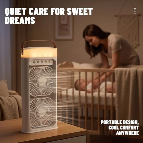 4-in-1 Portable Air Conditioner - Mist Spray Double Fan USB-C Charging
