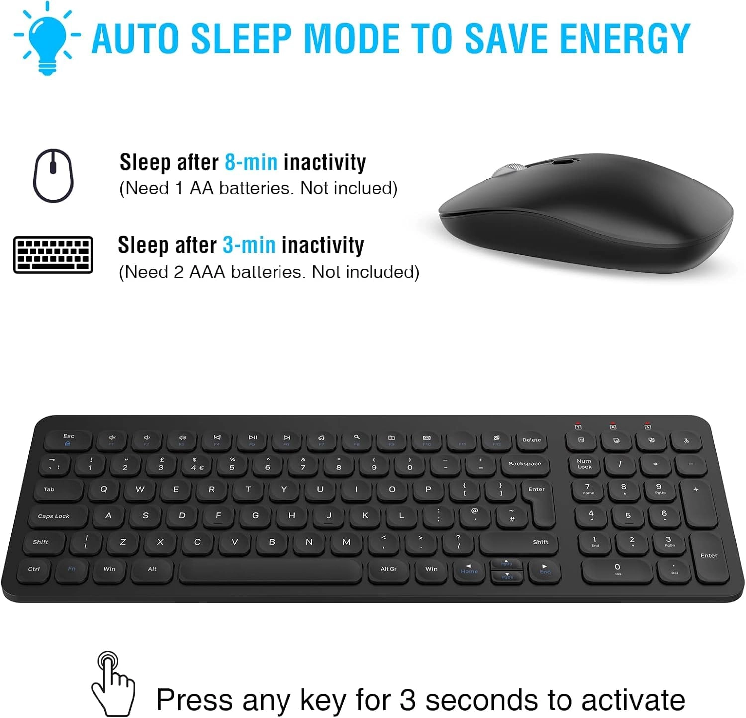 Wireless Keyboard Mouse Combo - UK Wireless