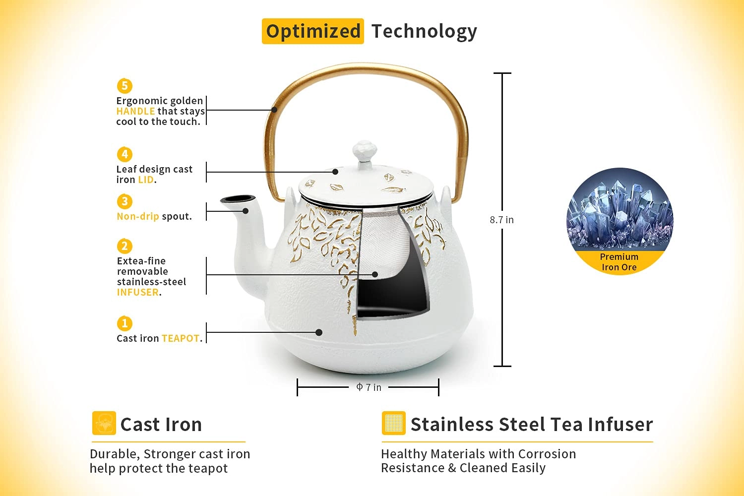 Cast Iron Teapot - 1200 Milliliters