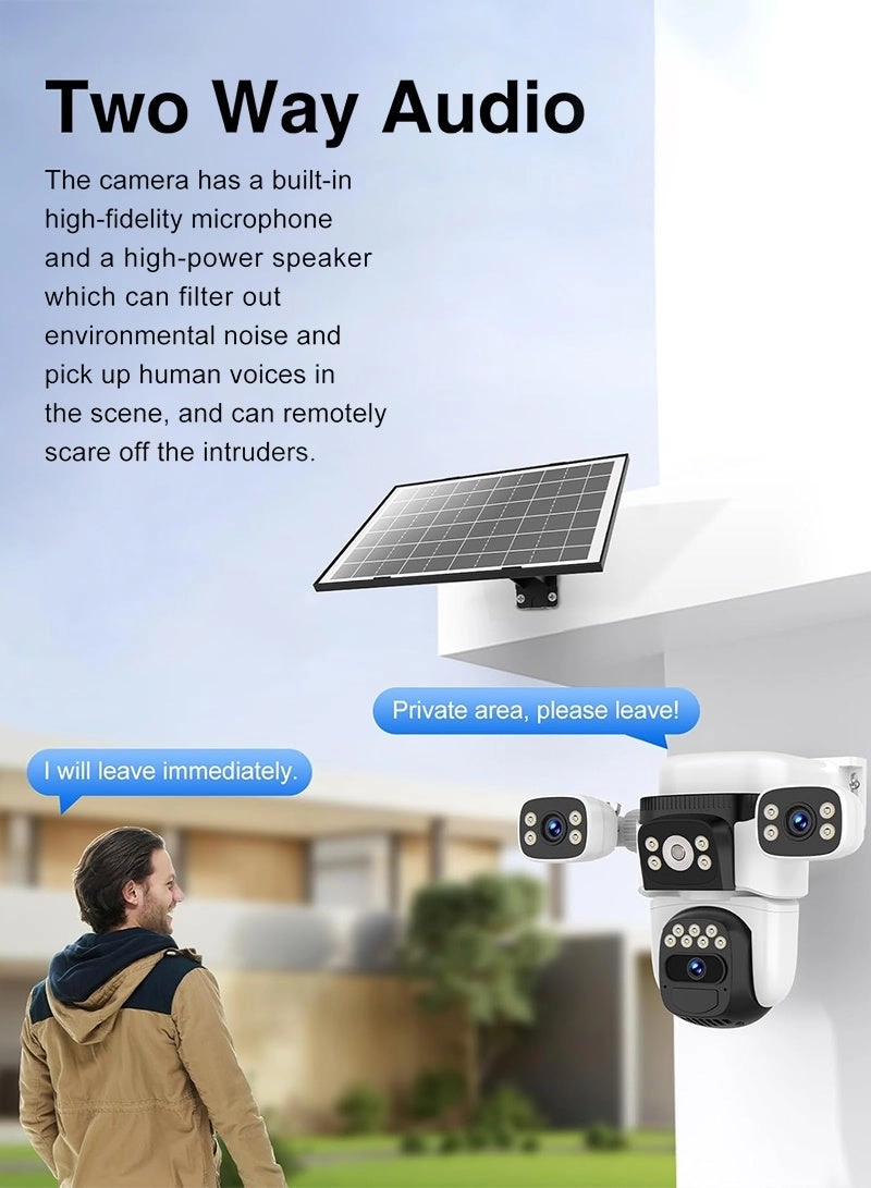 Triple Lens SIM PTZ Security Camera 2K