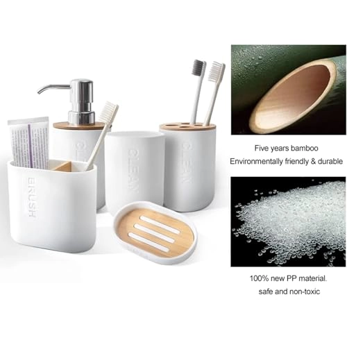 Toothbrush Holder - Bamboo 2 Pack White