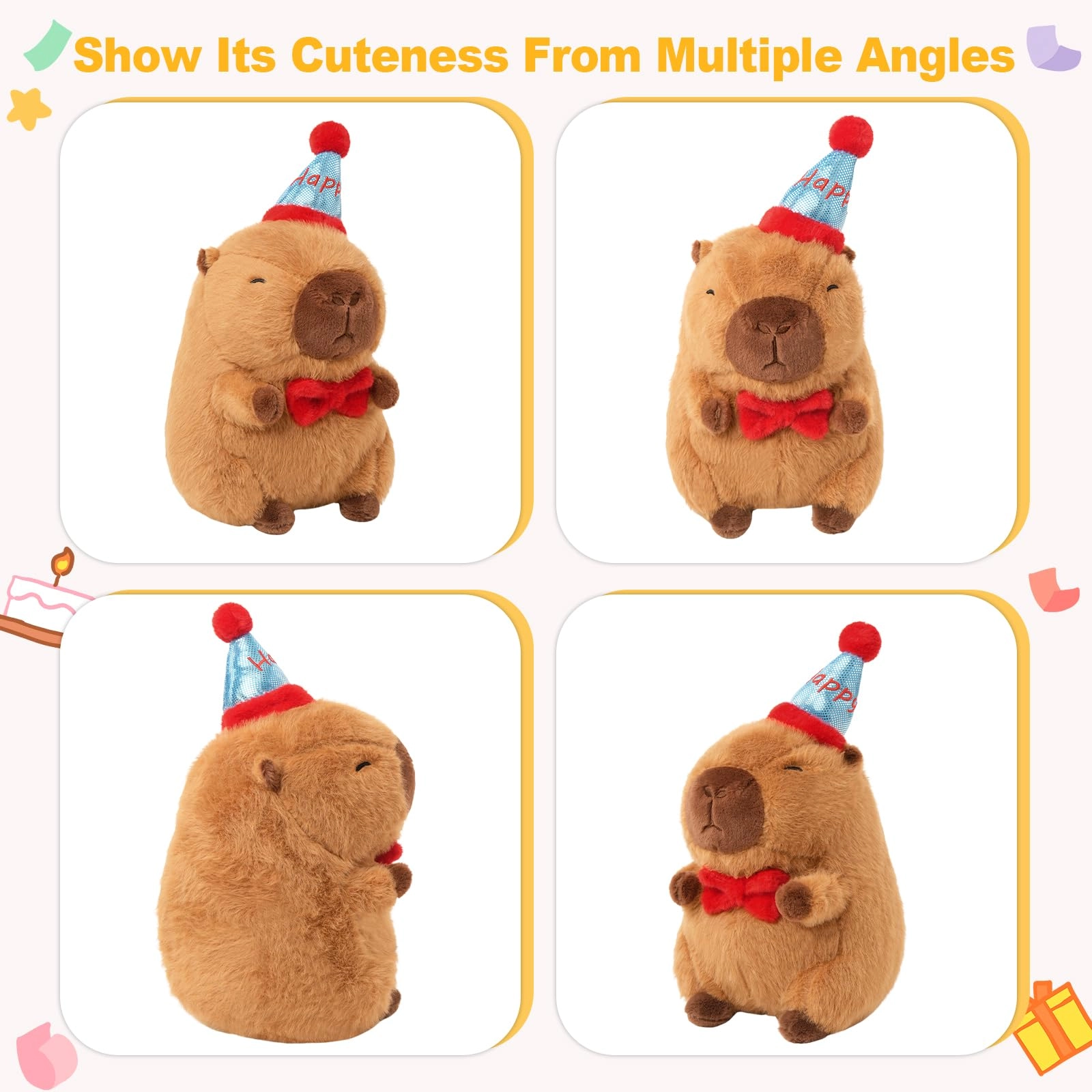 Capybara Plush - 9 inch Strawberry Hat