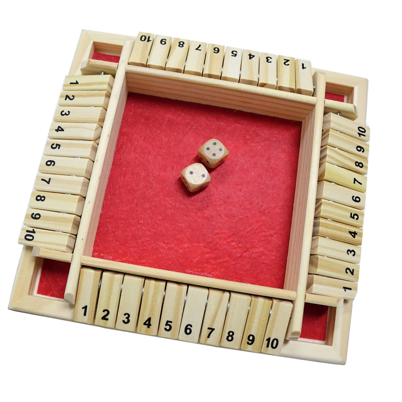 DC-BEAUTIFUL Shut The Box - Wooden Red Dice Game