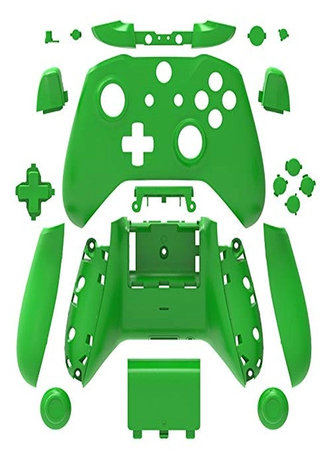 Matte Case Housing Full Shell Set Faceplates + ABXY Buttons + RB LB Bumpers + Right/Left Rails for Xbox One S Slim Controllers - Green Xbox One S Slim