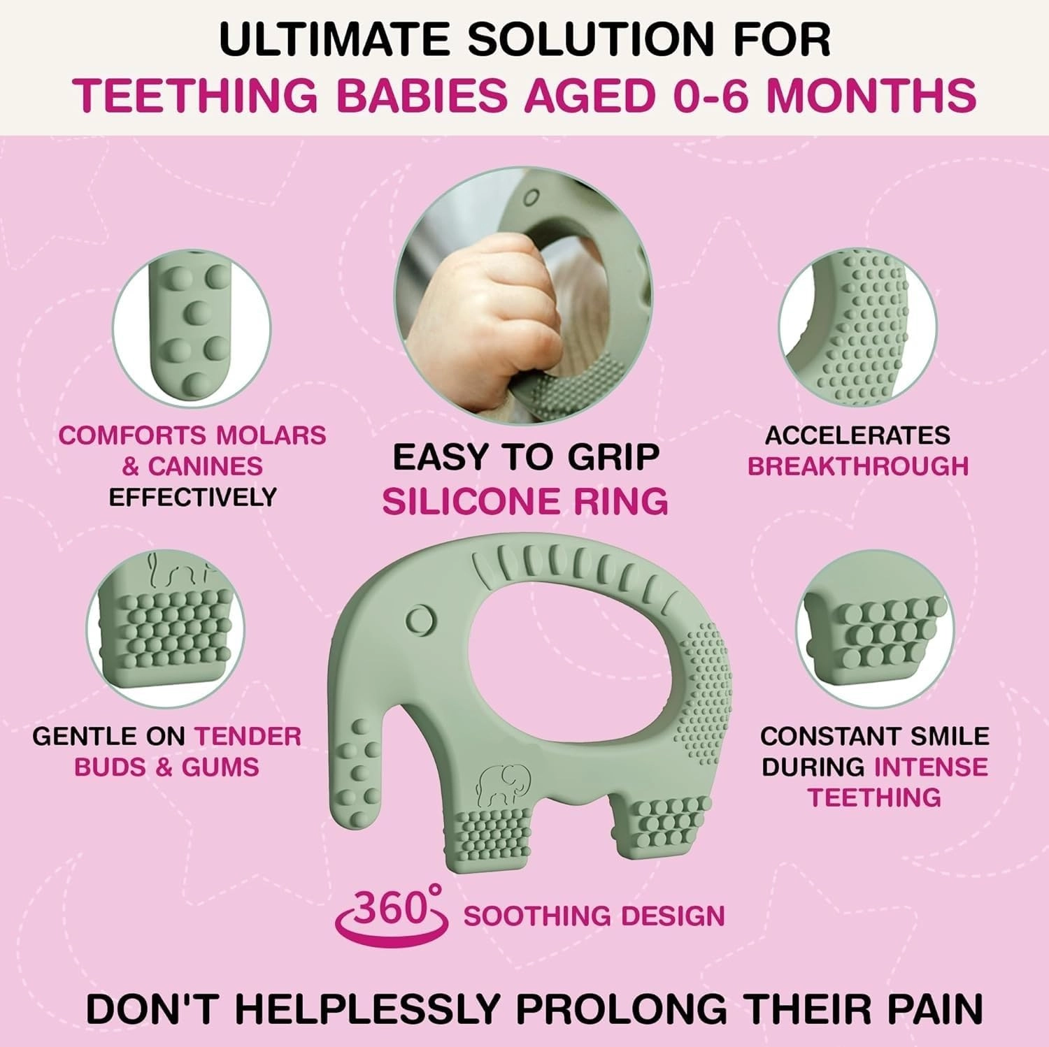 2 in 1 Teether - Beech Wood, Silicone