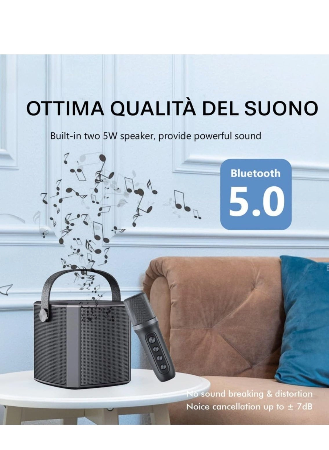 Portable Bluetooth Karaoke Speaker - Rechargeable wireless microphone Type-C charging TF Card support