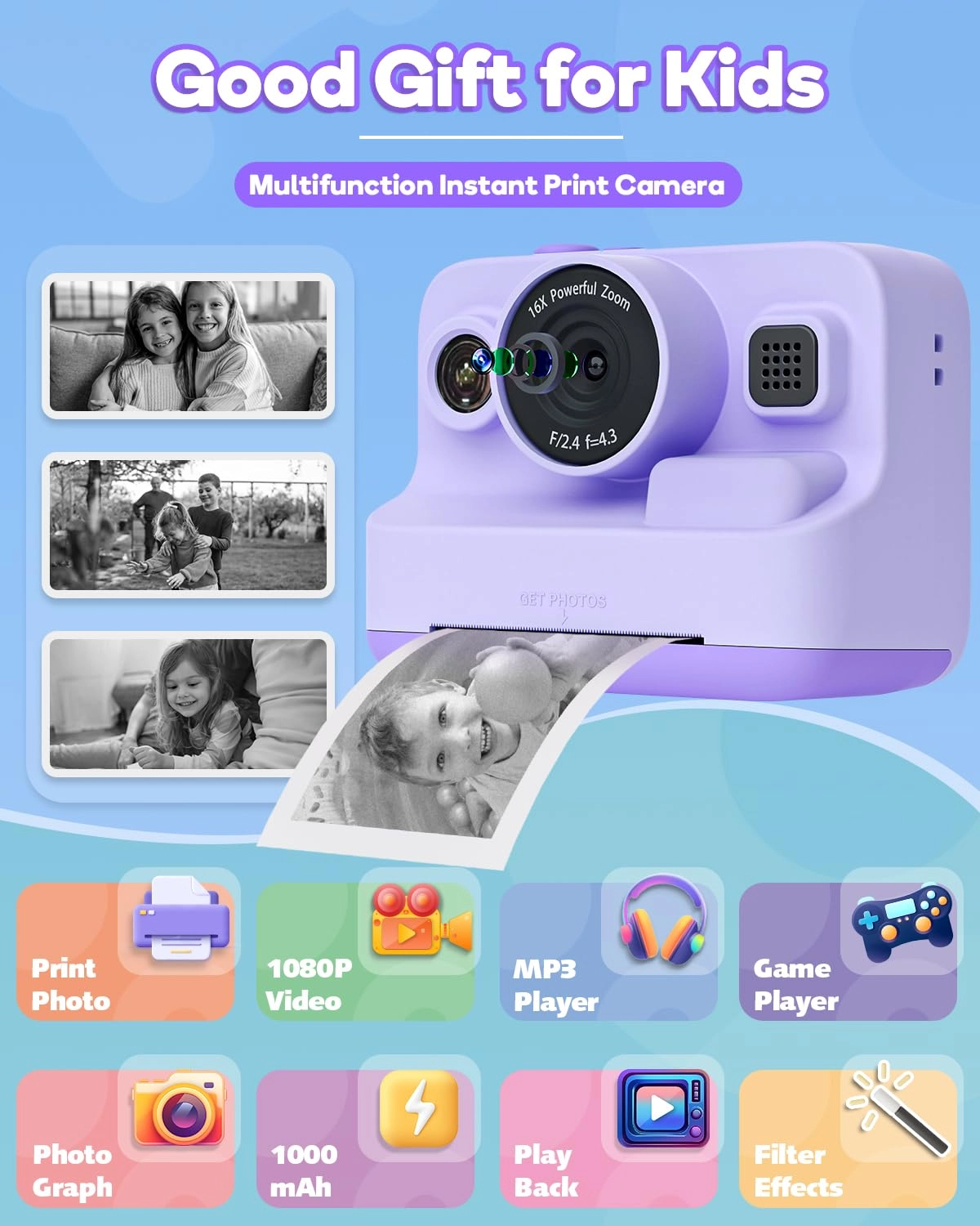 CA-01 - 2.4-inch Screen Instant Print Purple