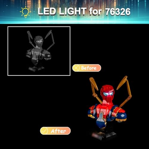 Light Kit for LEGO Marvel Iron Spider-Man Bust 76326 Set - LED USB