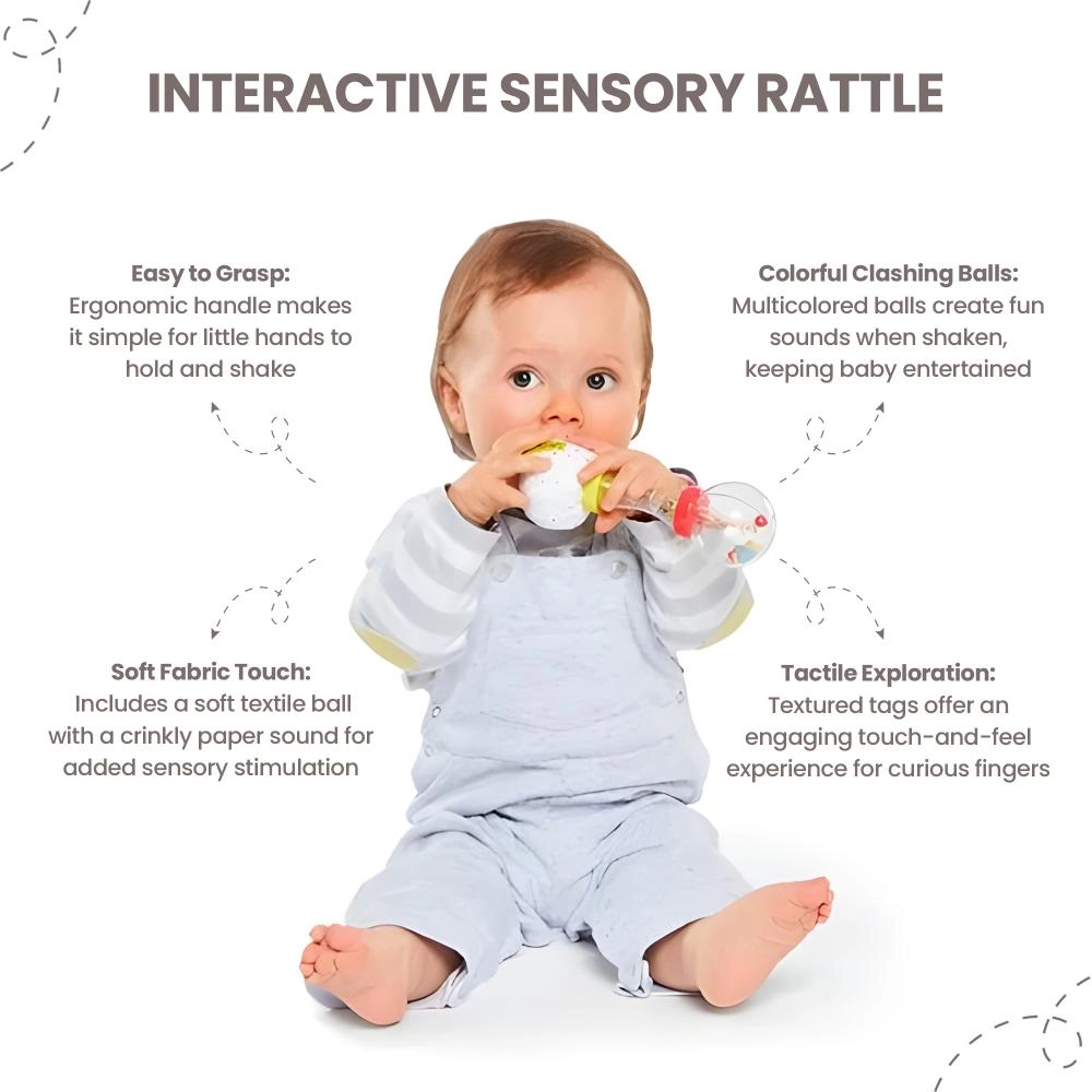 Il Etait Une Fois Soft Maracas Rattle - Suitable for 3 months & above SPFT FABRIC WITH CRINKLY PAPER