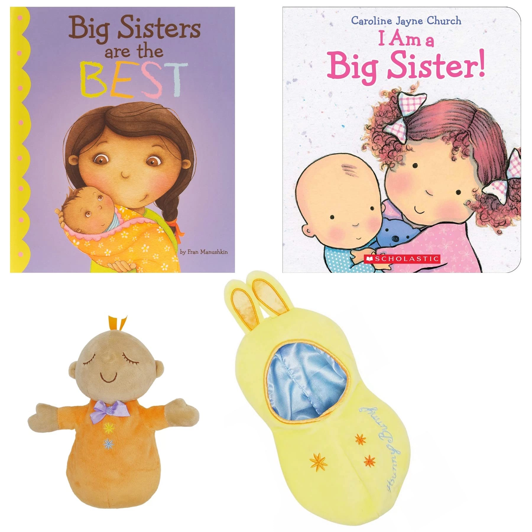Manhattan Toy I Am a Big Sister - Caroline Jayne Church + Big Sisters Are the Best - Fran Manushkin + Lil' Peanut - 9" Plush + Book Bag