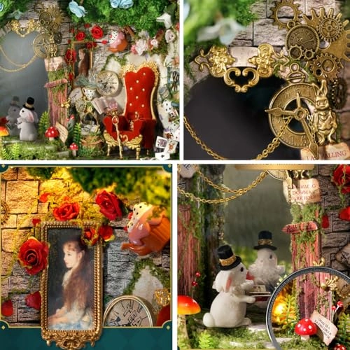 3D Wooden Puzzle Bookshelf Insert - Library of Books 1:24