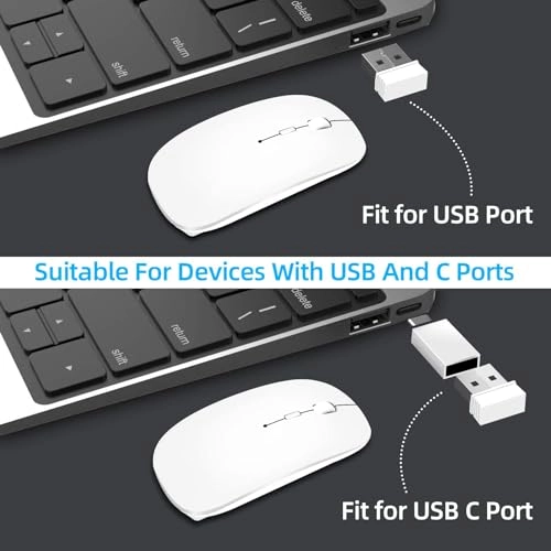 LED Rechargeable Slim Silent Mouse - Wireless