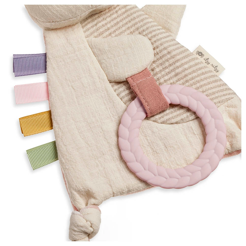 Sensory Crinkle Toy With Teether - Soft natural cotton fabric