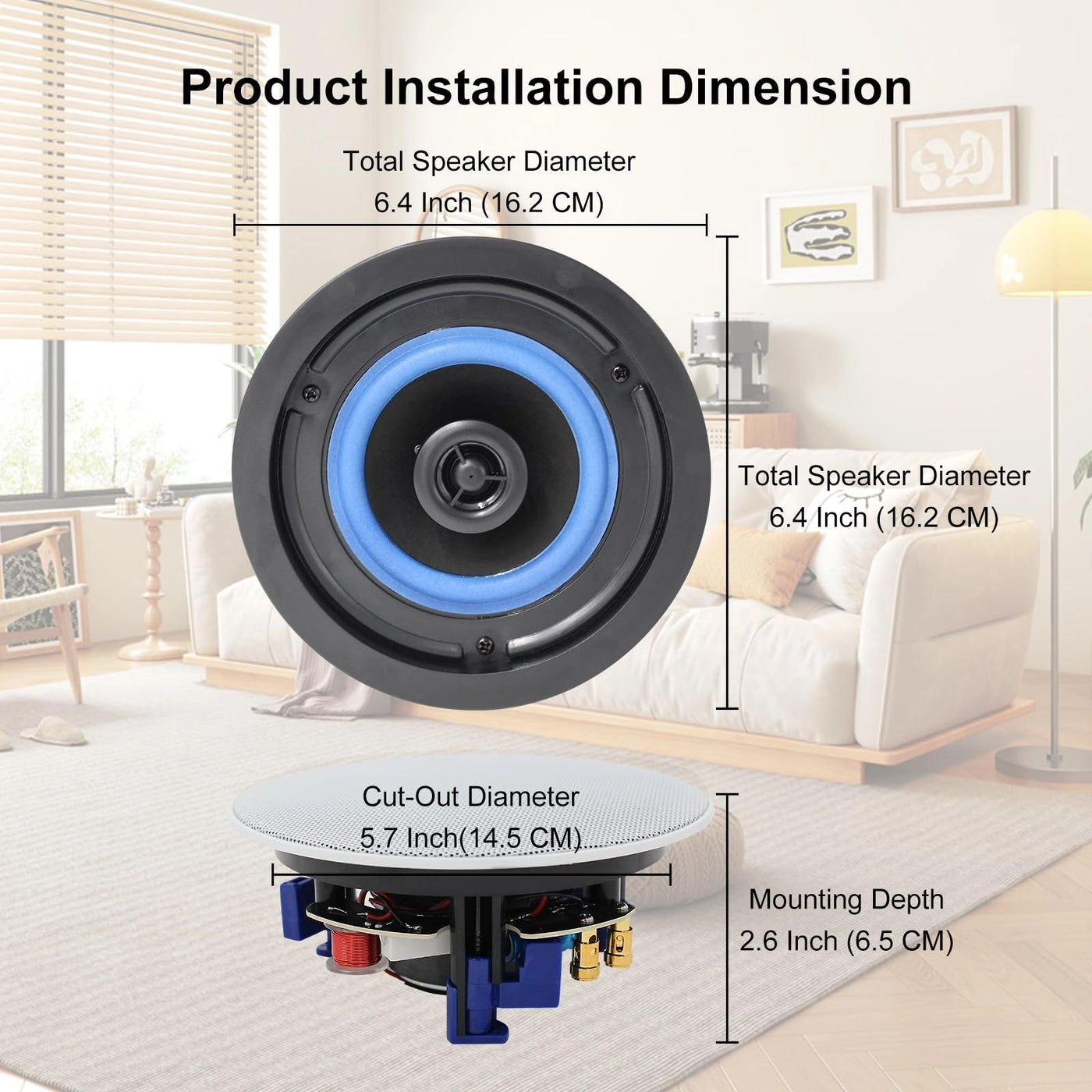Flush Mount 2 Way Full Range in Wall Bluetooth Ceiling Speakers