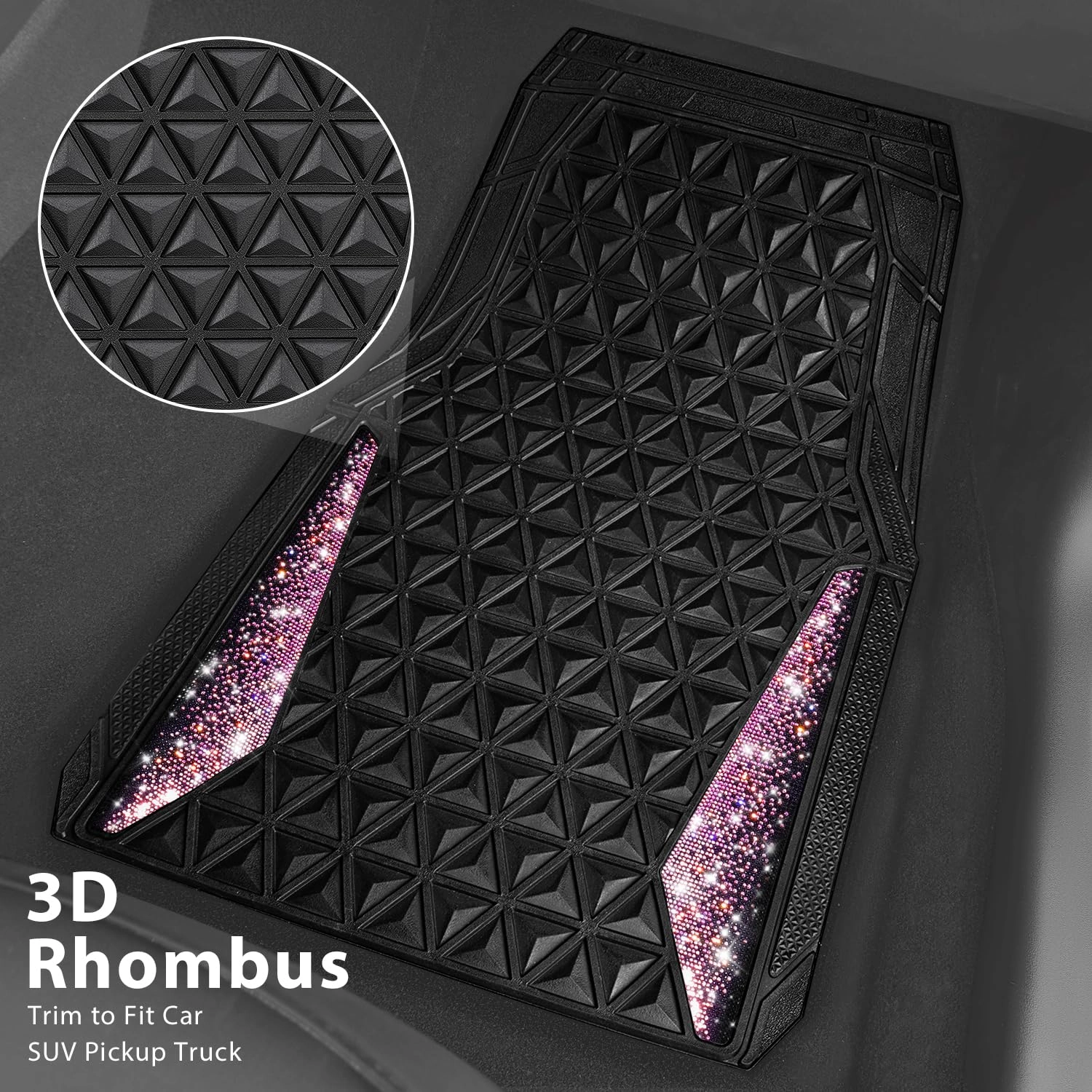 Bling Diamond Car Mats - 4.0 Count Universal Fit