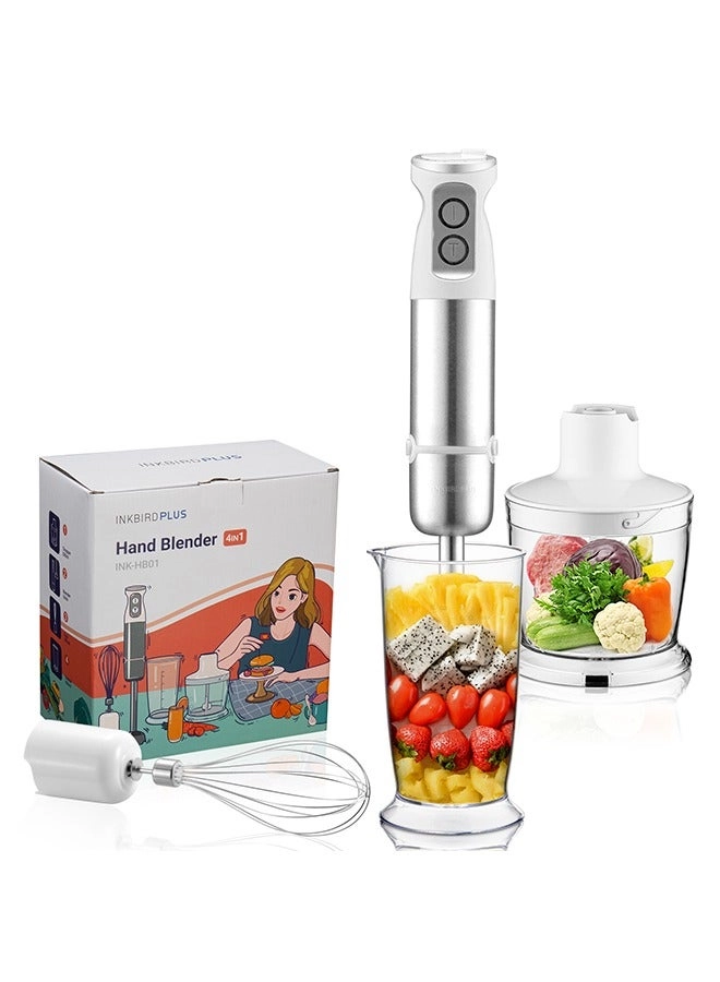 Hand Blender - 4-In-1 (Chopper & Whisk) 6-Speed BPA-Free Attachments