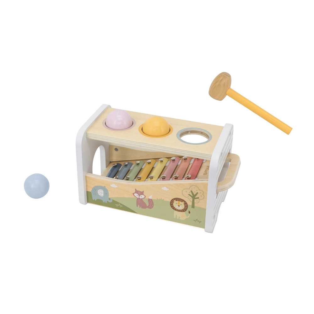 2-In-1 Wooden Pounding Bench And Xylophone - Suitable for 18 months and above