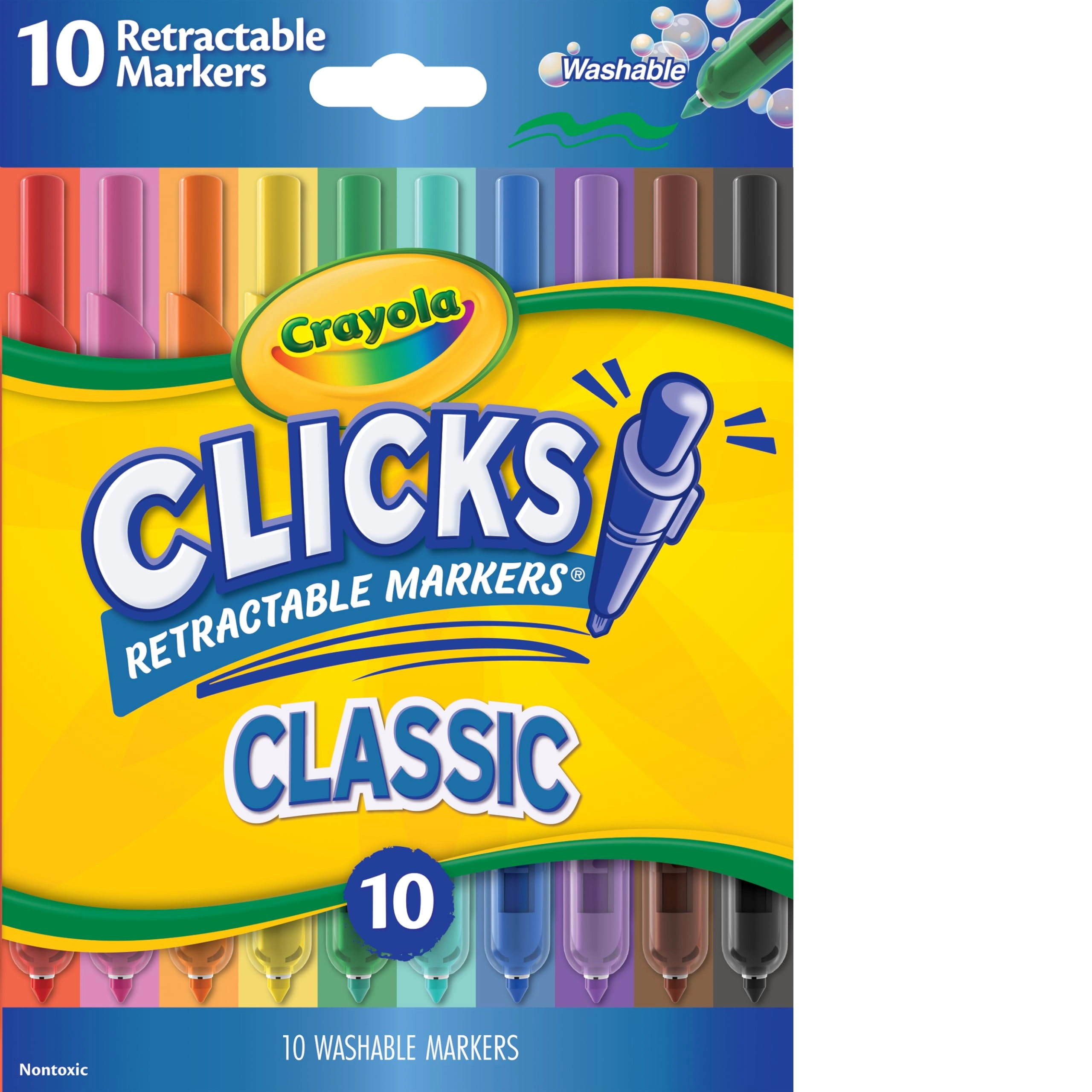 Clicks Retractable Markers - 10 different shades conical tips