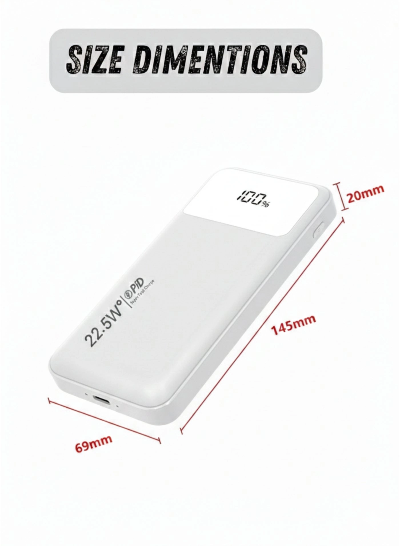 N17 - 10000mAh 22.5W Fast charging 2 USB 1 Type-C
