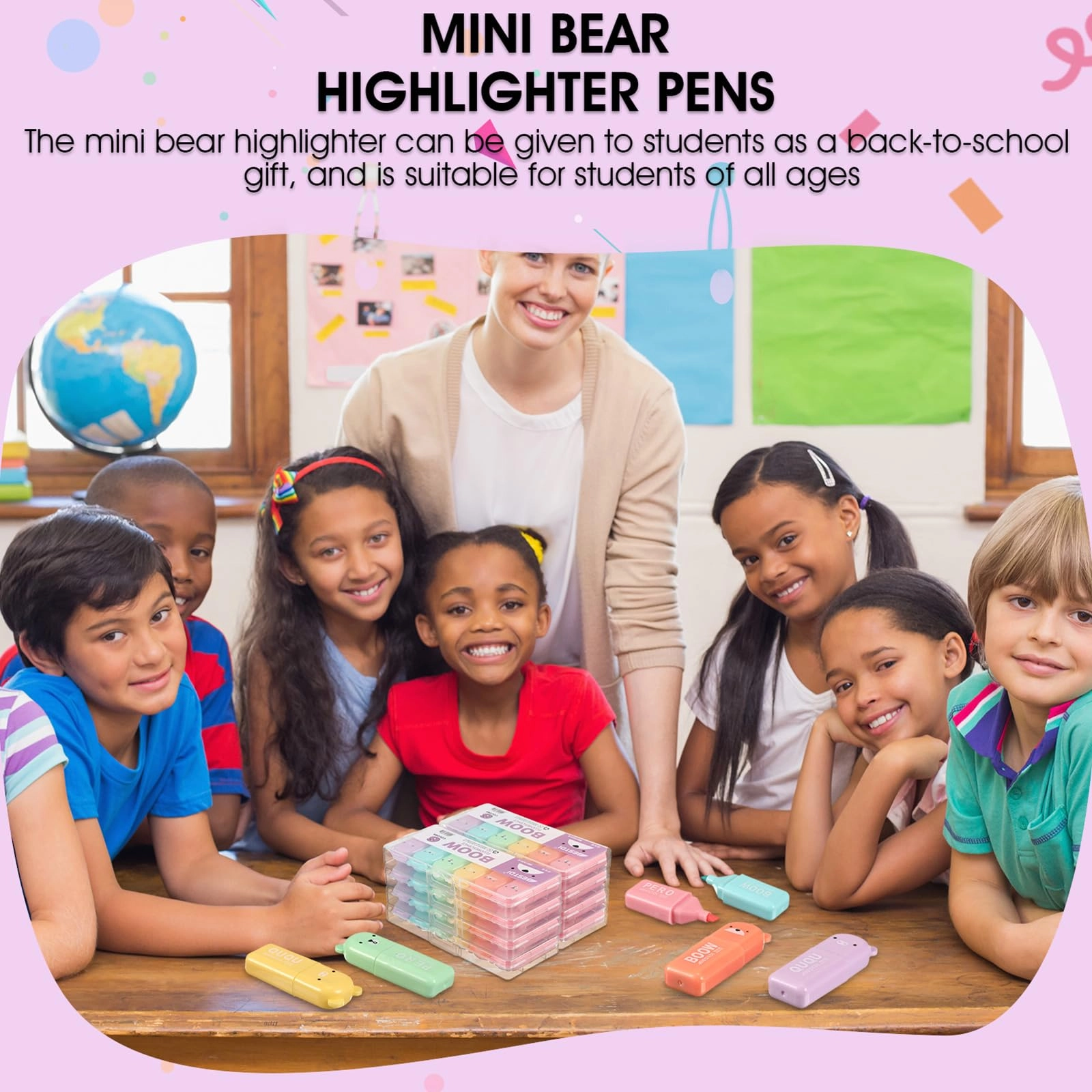 Mini Bear Highlighter Set - red orange yellow blue green purple Chisel
