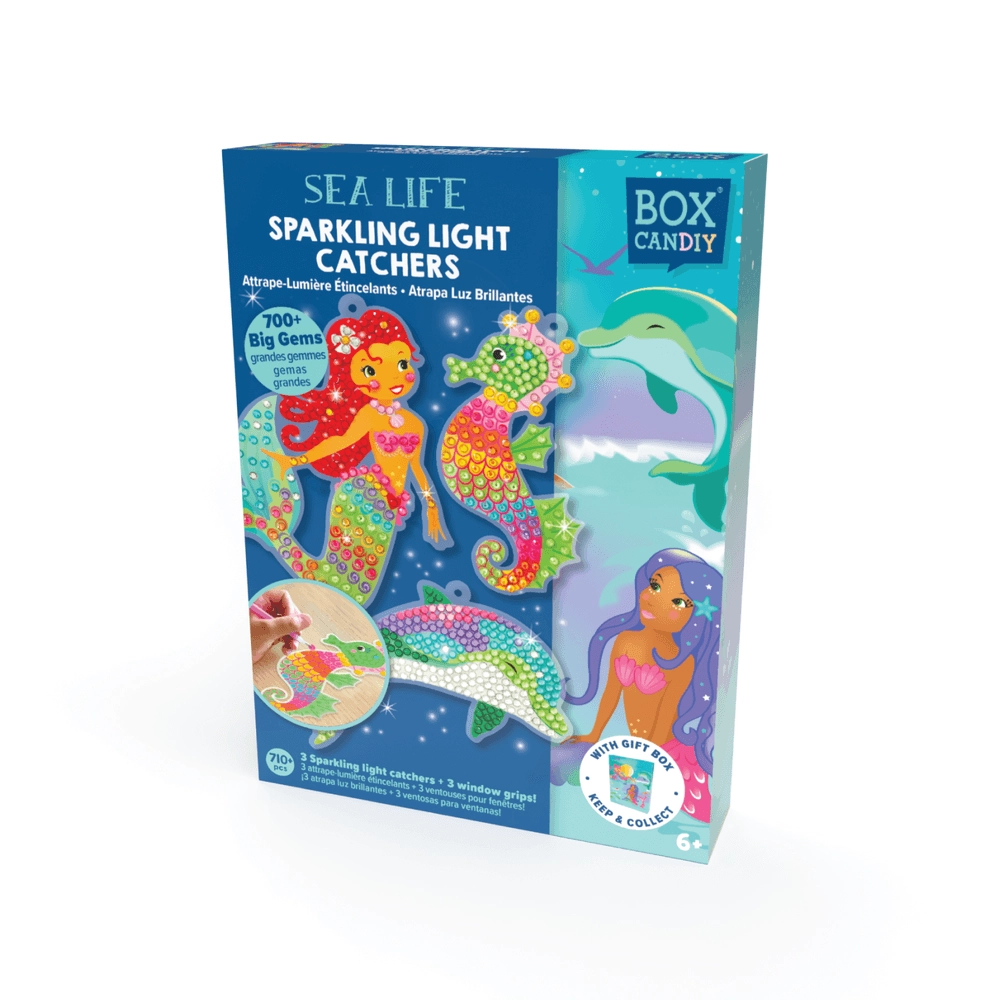 Sea Life Sun Catchers - 3 transparent plastic sheets 8 bags of gems