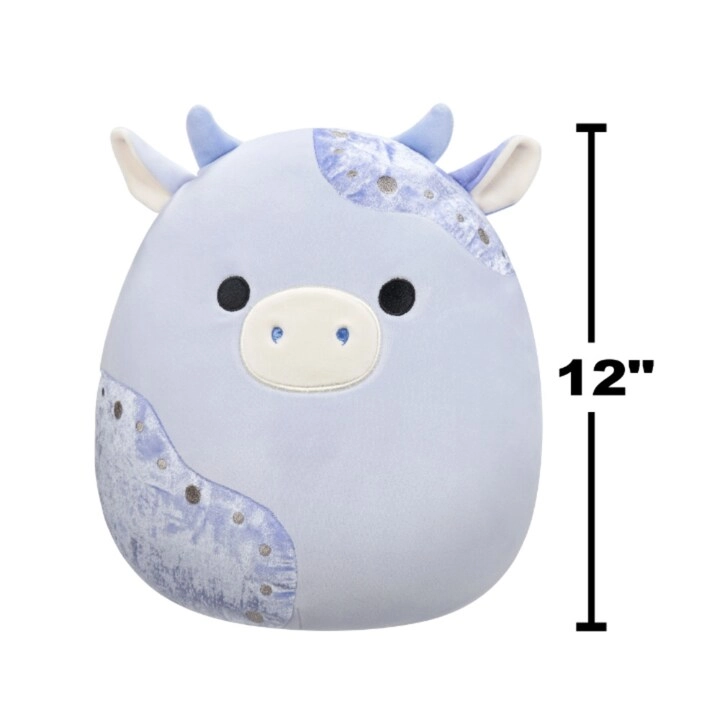 Light Blue Velvet Cow - 12 Inch