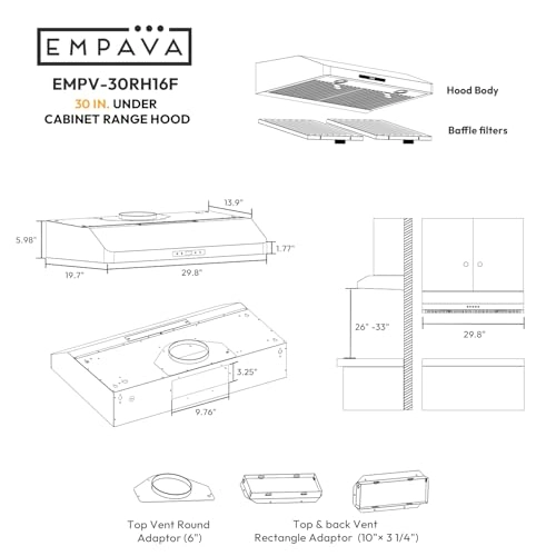 Ductless/Ducted Range Hood - 300 CFM 30 Inch