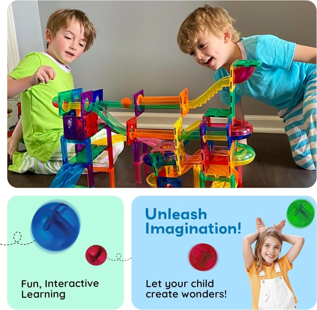 Magnetic Marble Run Set - 70 pcs