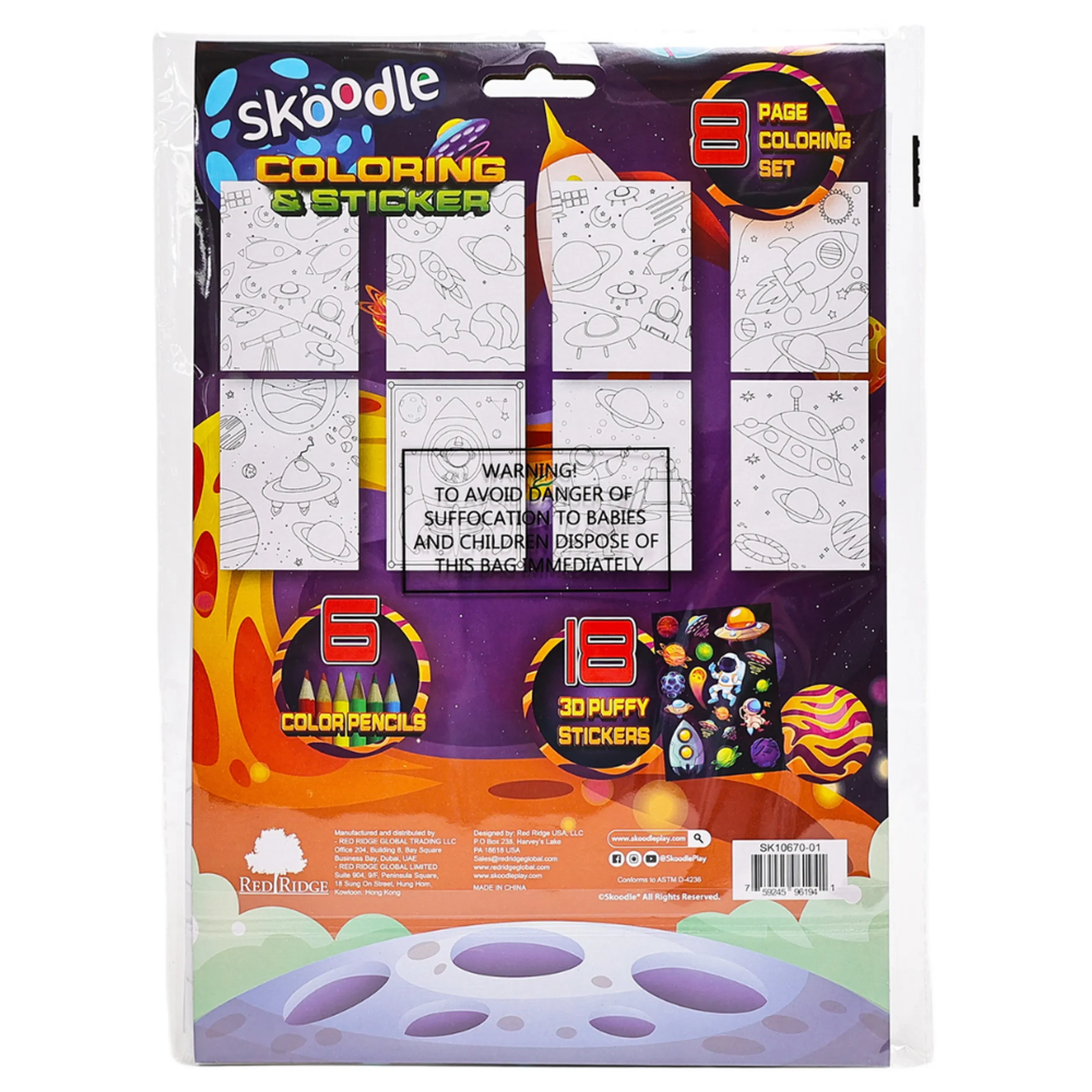 Coloring & Sticker Sheets - 6 Color Pencils