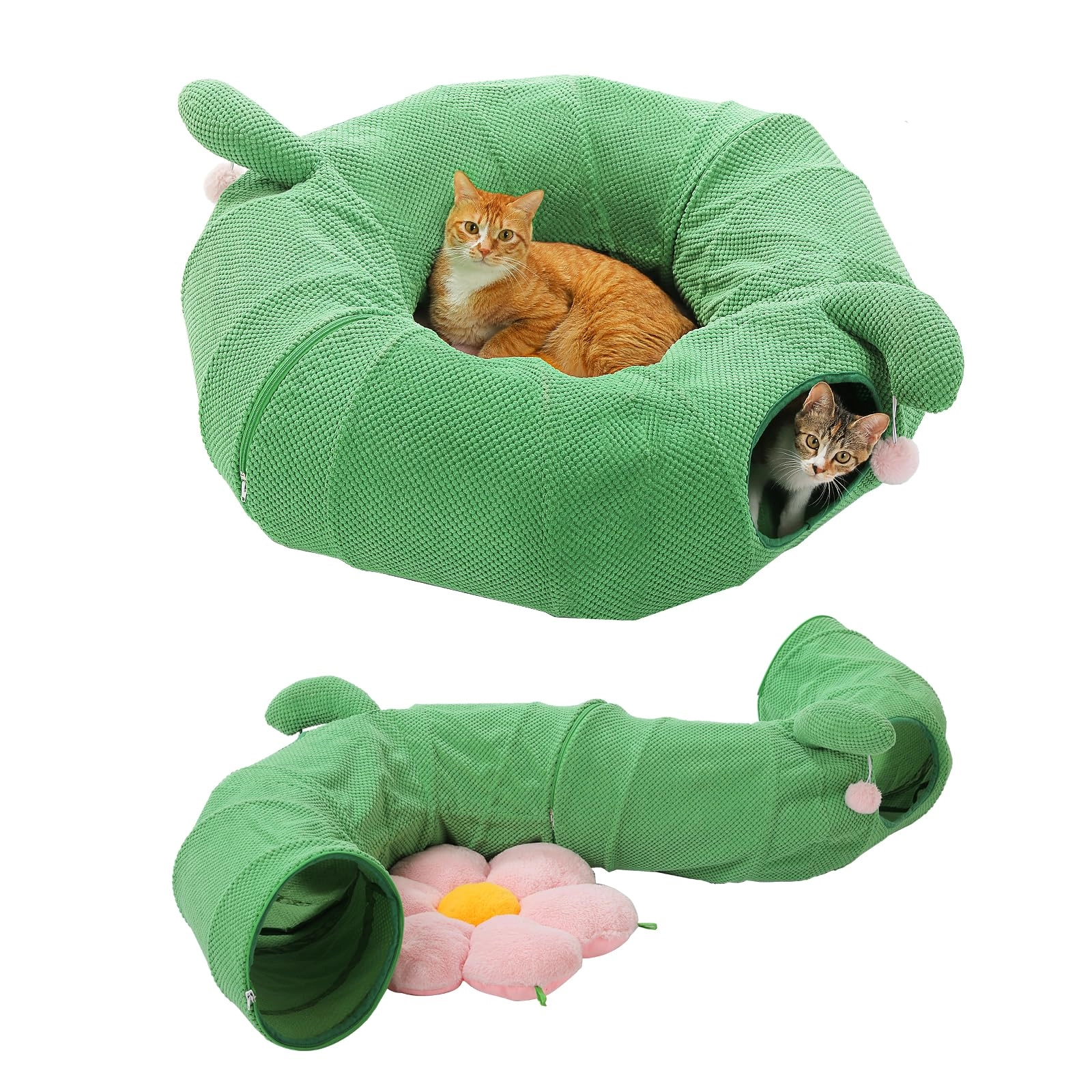 PEQULTI Cactus Cat Tunnel - 32L x 32W x 7.1H centimeters Faux Fur