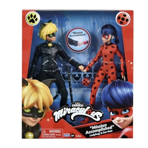 Playmates Toys Ladybug Doll + Cat Noir Doll