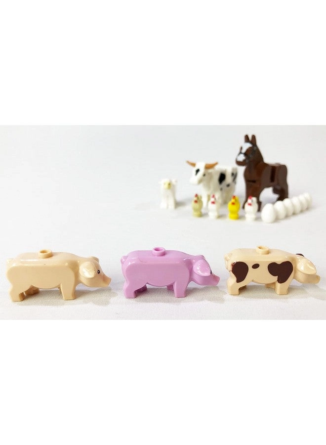 Farm Animal Toy Pack - Cows, Pigs, Chickens, Sheep, Horses, Eggs 16 pcs