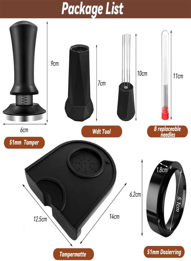 Espresso Tamper + WDT Tool + Espresso Dosing Funnel + Silicone Gel Tamper Mat + Espresso Accessories