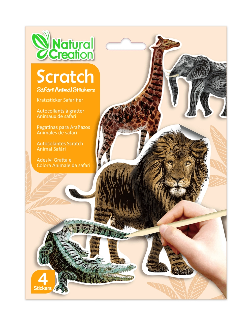 Avenir Safari Animals Activity Sticker Book Scratch Art 4 pcs