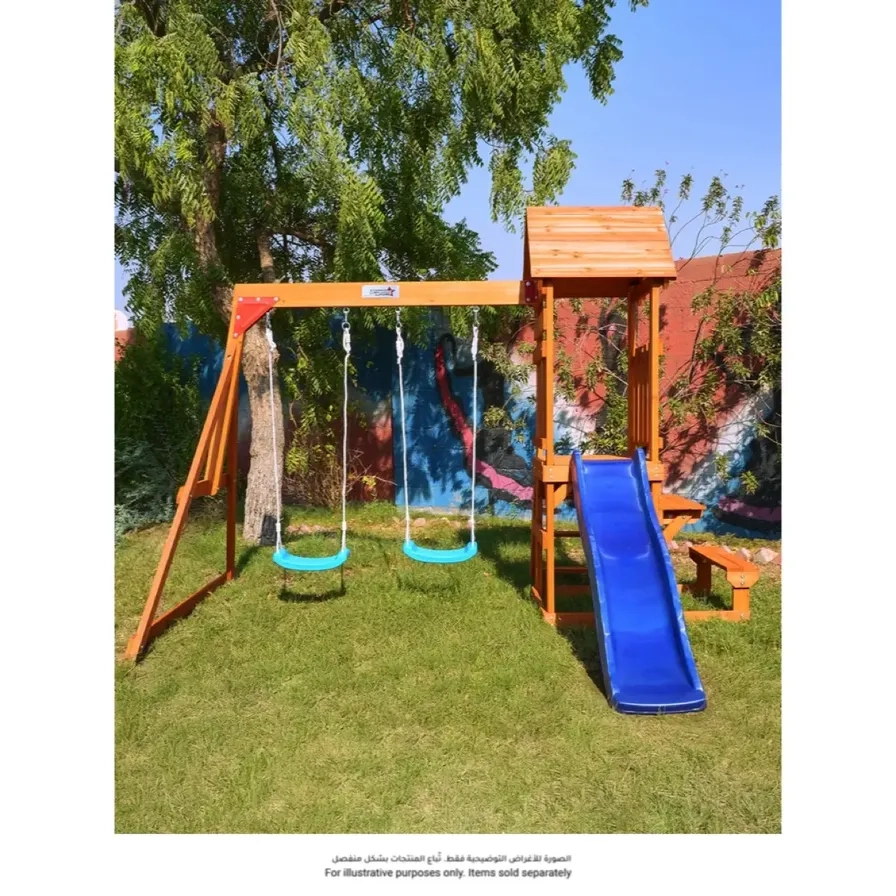 Hyrax Wooden Swing Set - Brown 6 Children