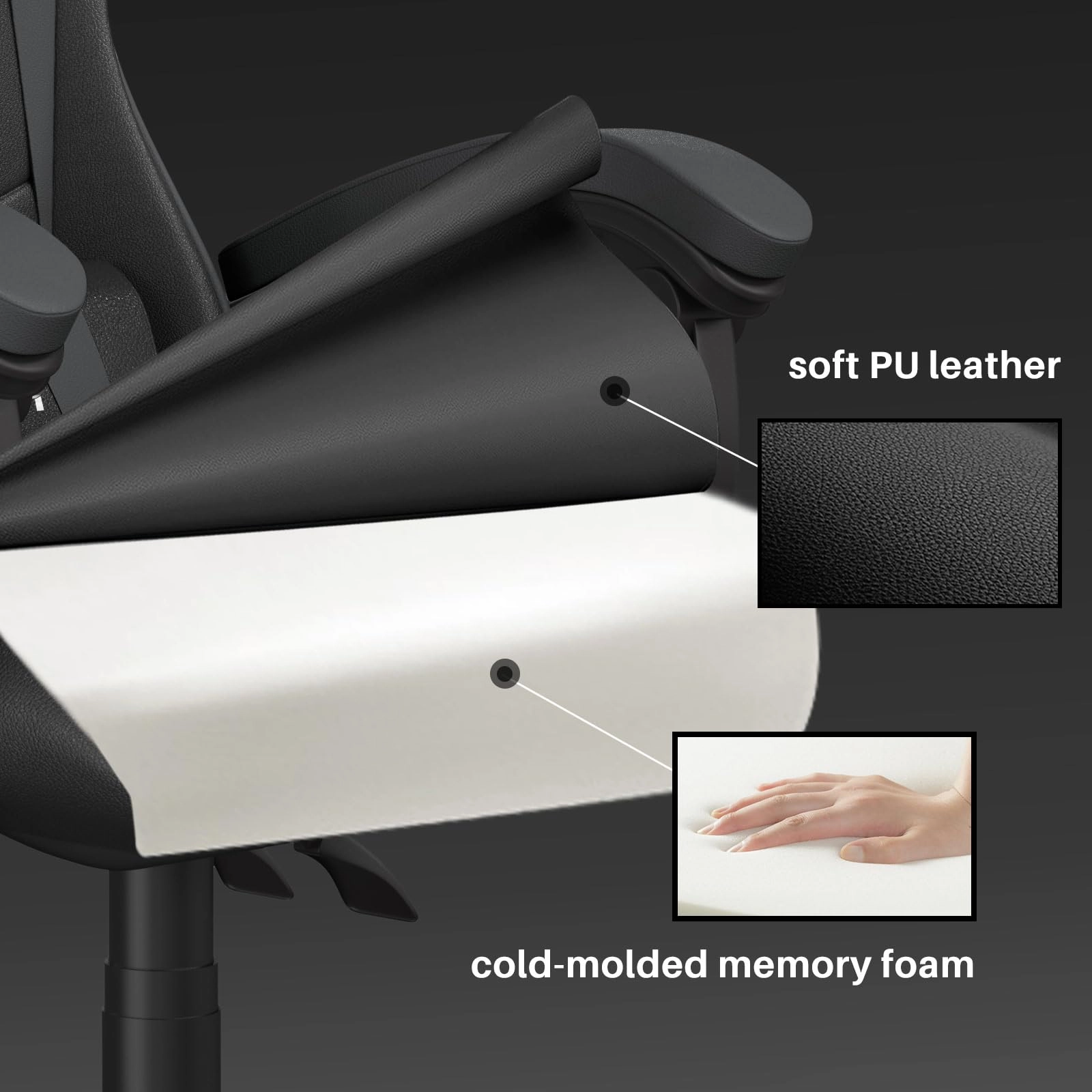 A gaming chair - Adjustable Height Reclining Feature